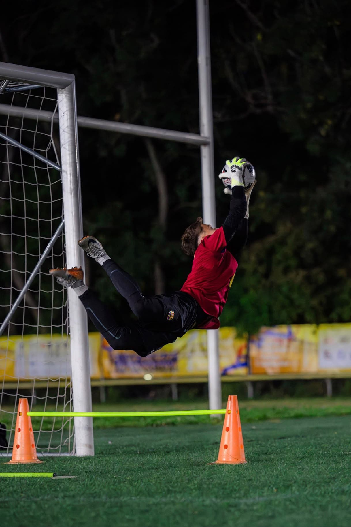 Lucian diving, catching the ball in the air